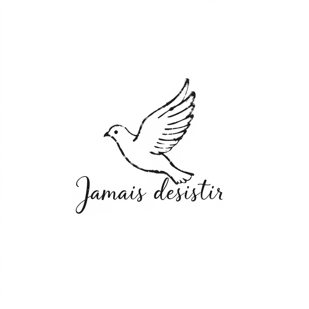 A Dove And Writing “ Jamais Desistir “