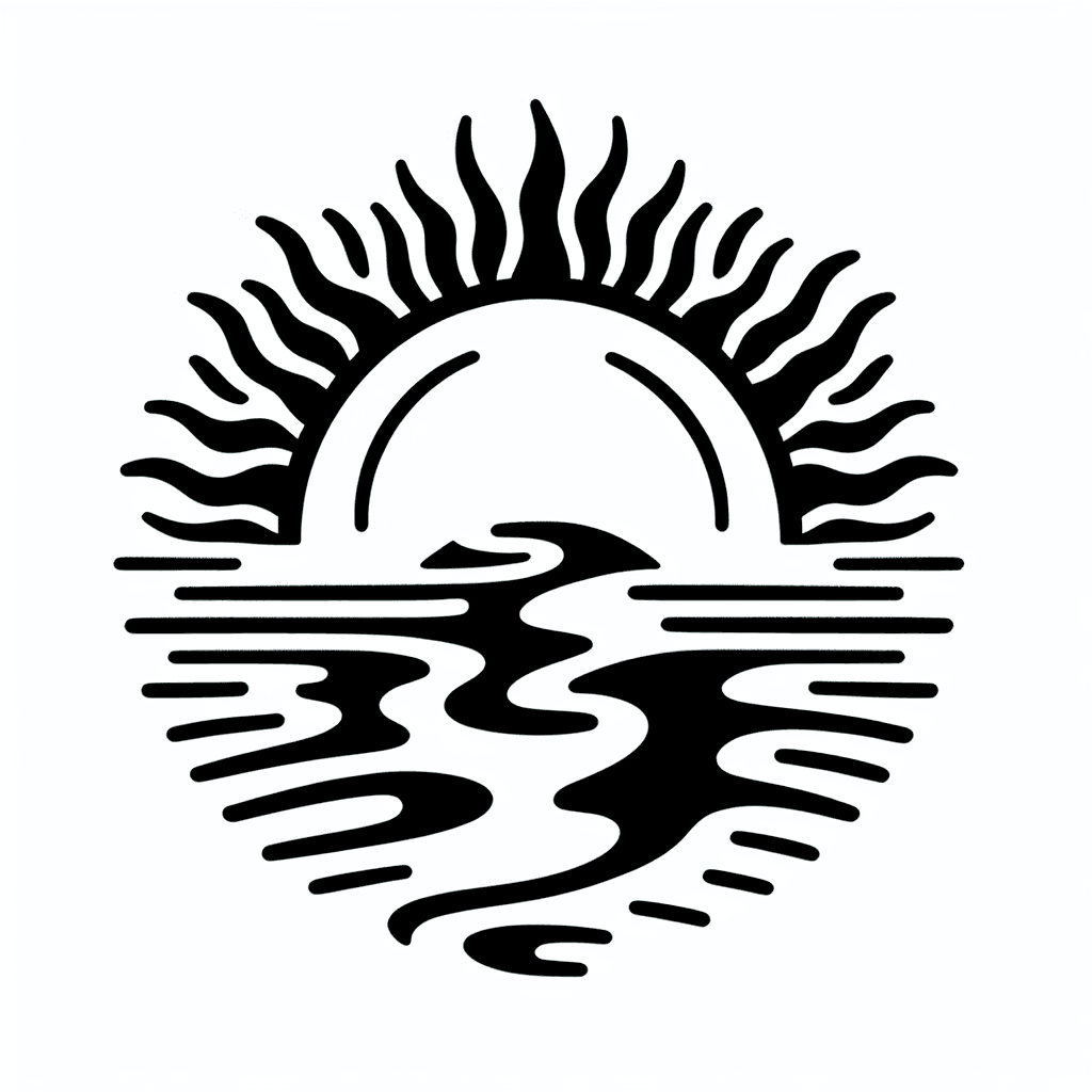Single line "Sun over earth" Tattoo Design