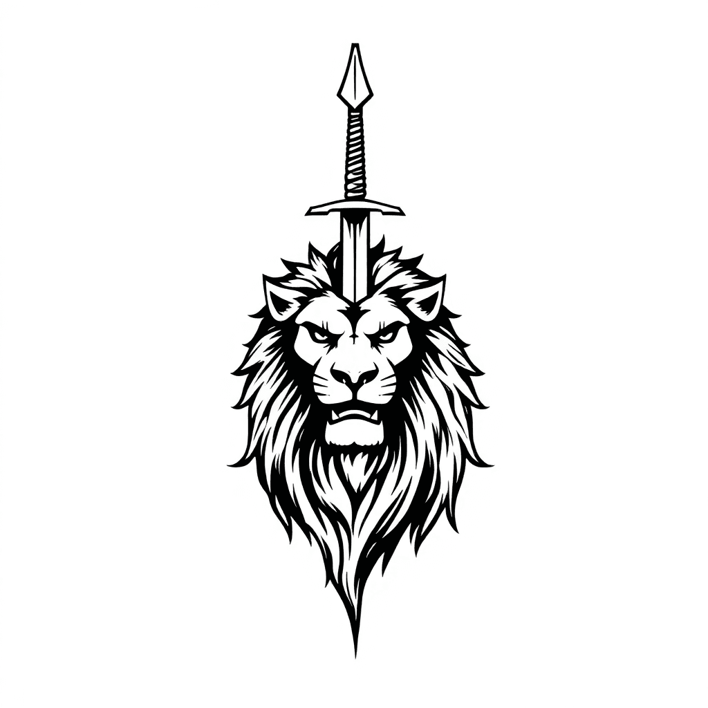 Arrow With Sword Upar On A Lion