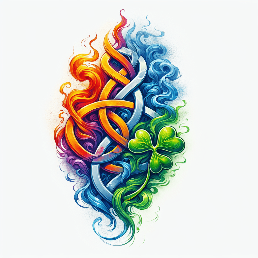 Celtic Knot Turning Into A Shamrock With Smoke
