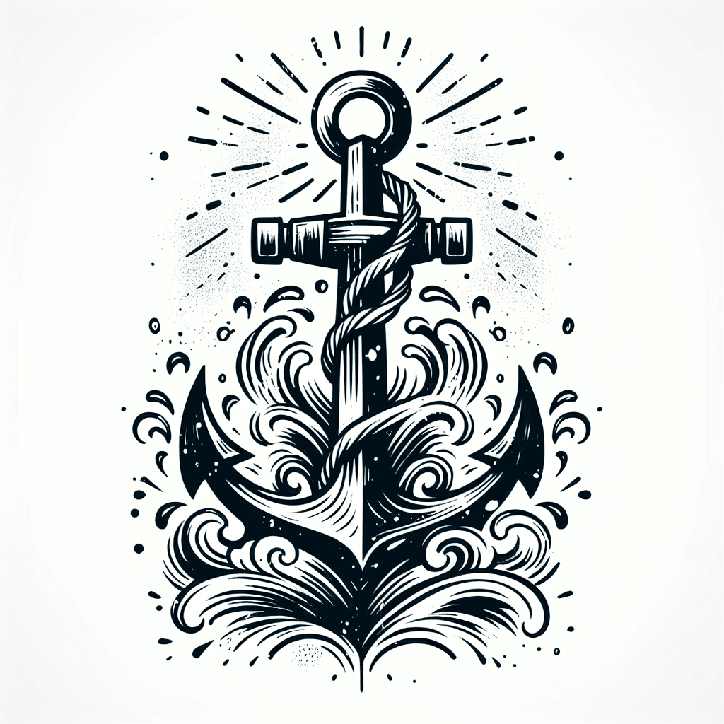 Anchor With Waves Splashing Around It.