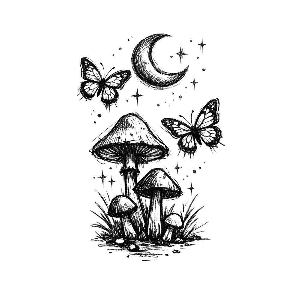 Shrooms Butterflies And The Moon