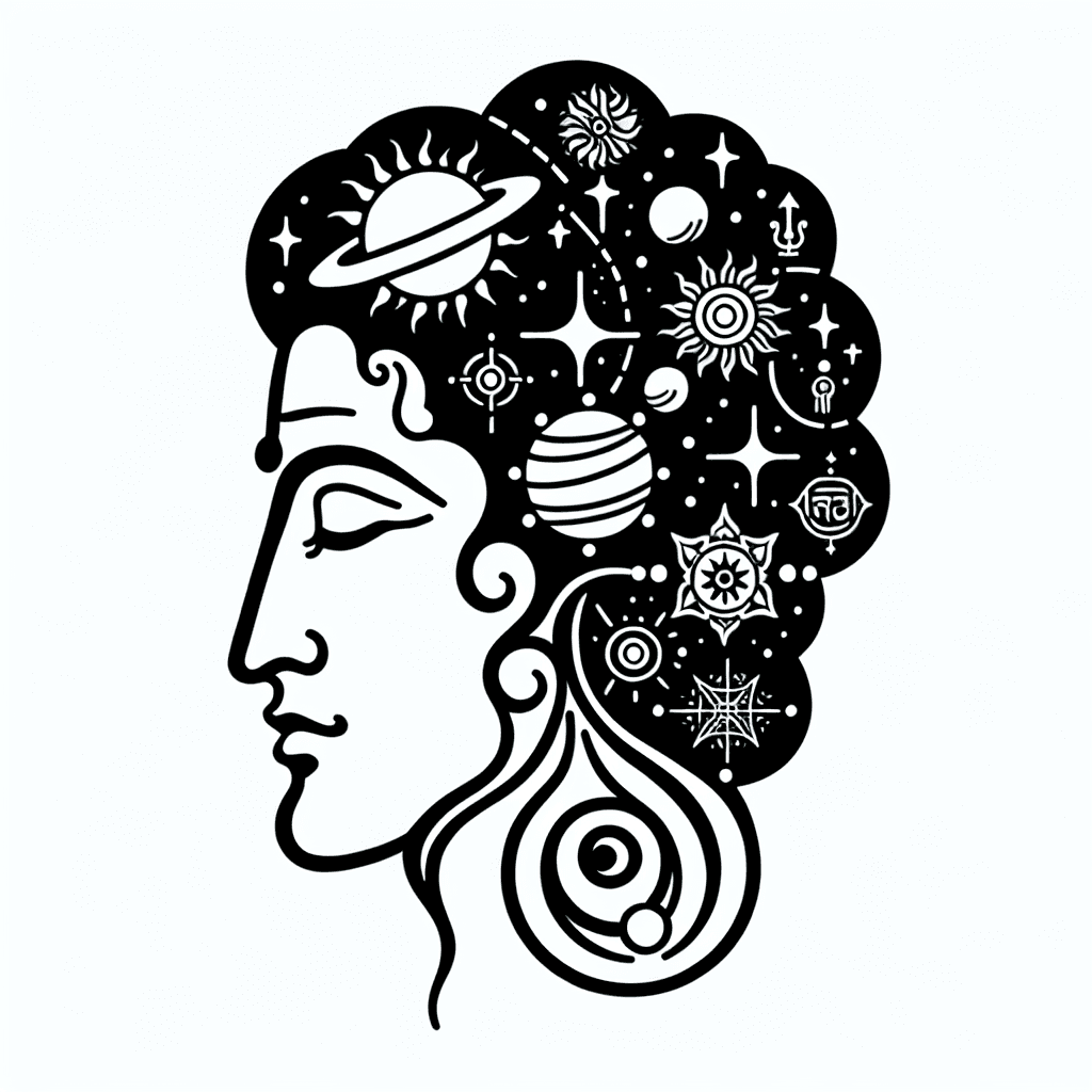 Half Image Of God Vishnu, Dreaming The Creation Of Universe And Up Of Image Add Planets, Stars And Place Kundalin 7 Chakras And Human Evolution And Modern Things