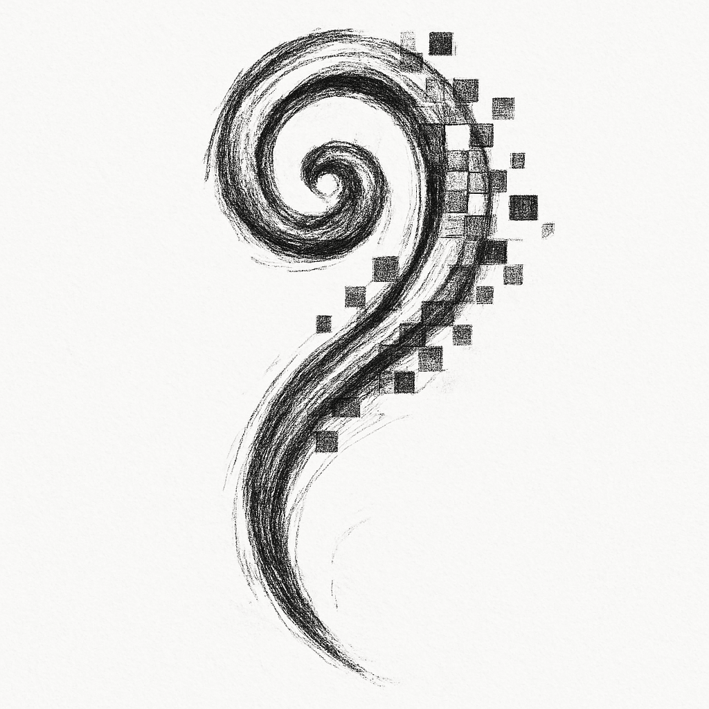 Tattoo Swirl Line In Pixel Style
