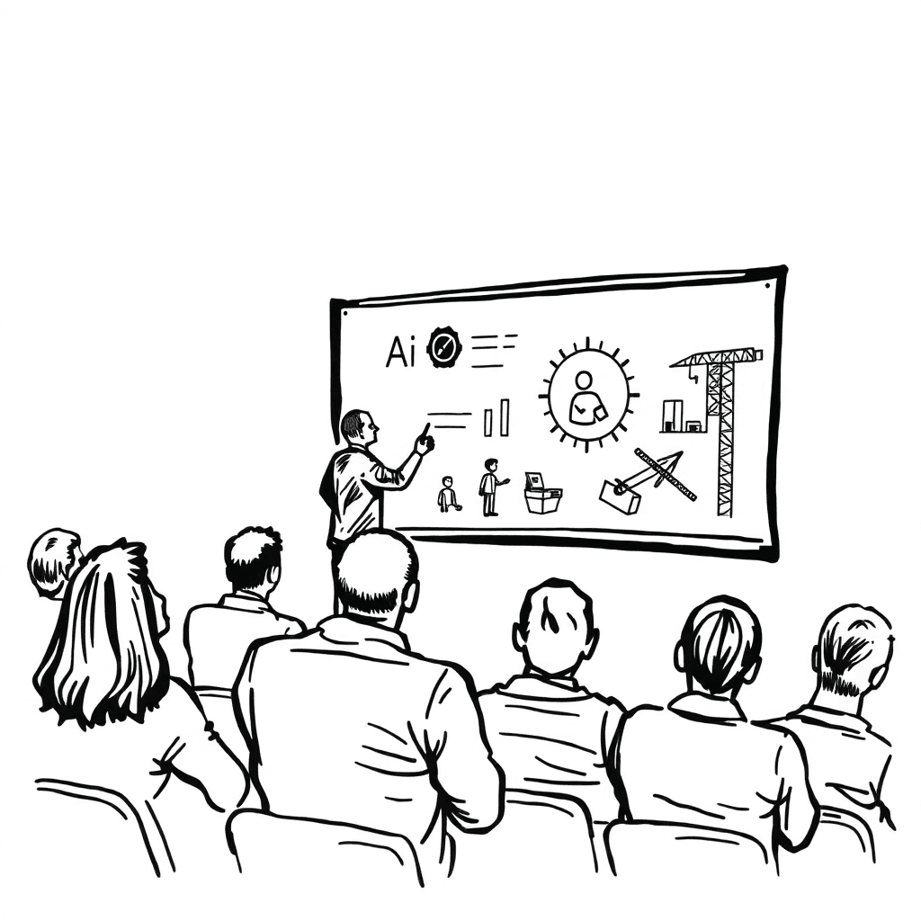 People Watching A Presentation On Ai, On Education And On Construction