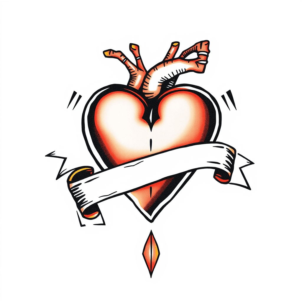 Traditional "Heart with a banner through it" Tattoo Design