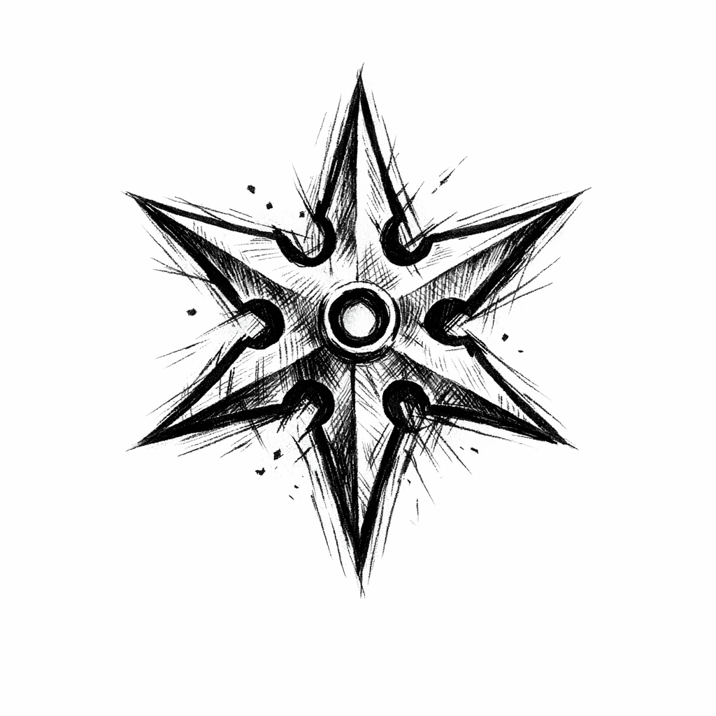 6 Point Ninja Star Tattoo On Rib / Upper Back