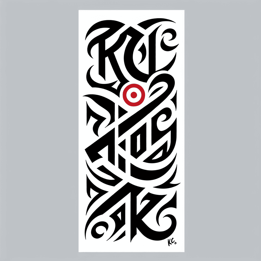 El Tatuaje Combina Las Iniciales 'rc' Y 'ky' En Un Diseño Elegante Y Moderno. Las Letras 'rc' Están Estilizadas Con Una Tipografía Cursiva, En Color Rojo, Y Ubicadas Ligeramente Superpuestas En La Par