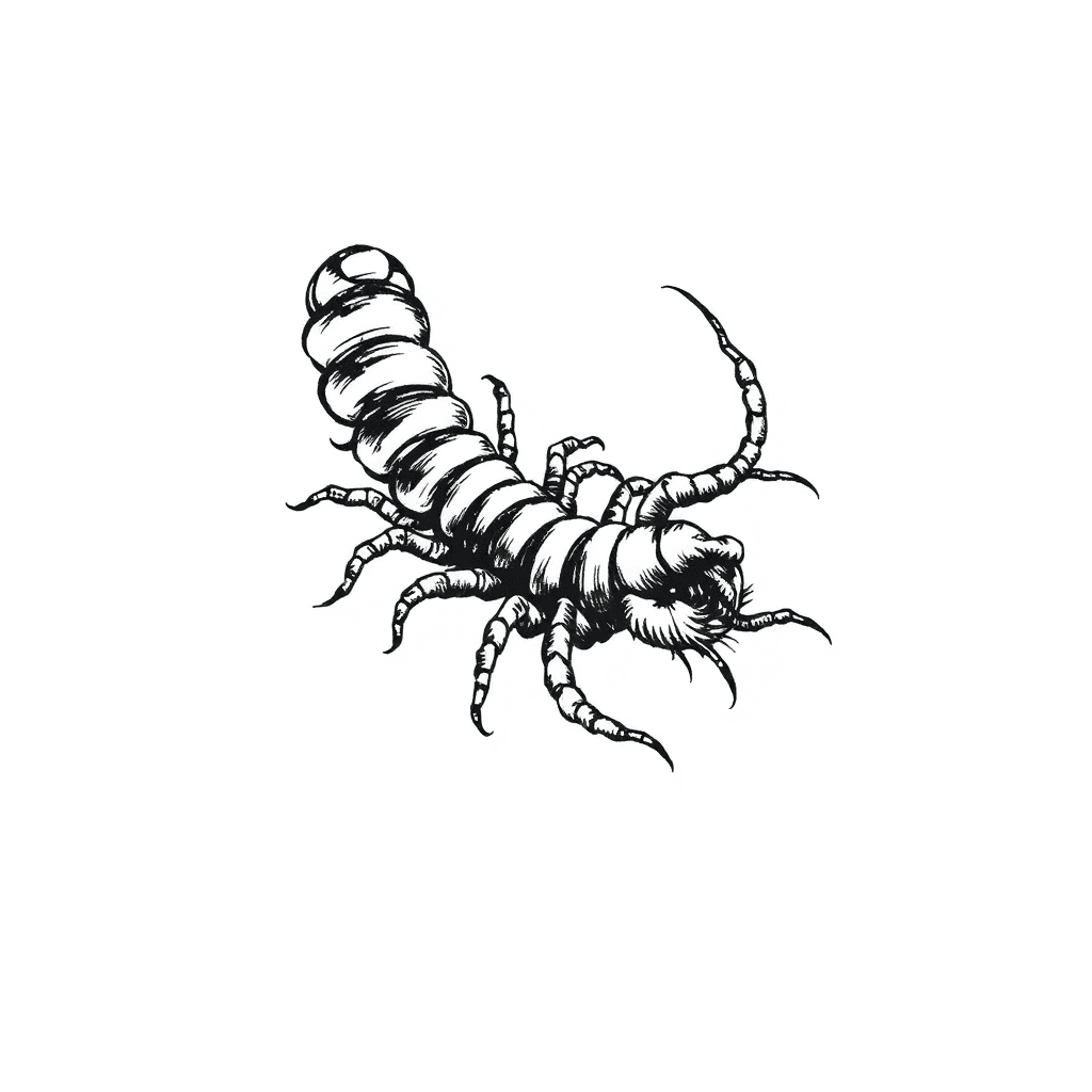 A Centipede Moving In And Out Of Skin
