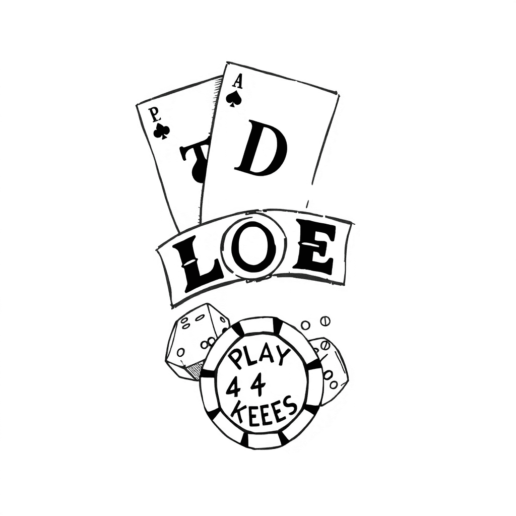 Gambling-themed Forearm Sleeve. Top: Three Playing Cards With The Letters T, D, G. Below: The Letters L.o.e. Integrated Into The Design. Add Dice And Casino Chips, With 'play 4 Keeps' On One Chip.
