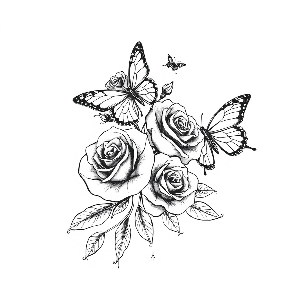 Roses Butterflies With Names And Birthdays