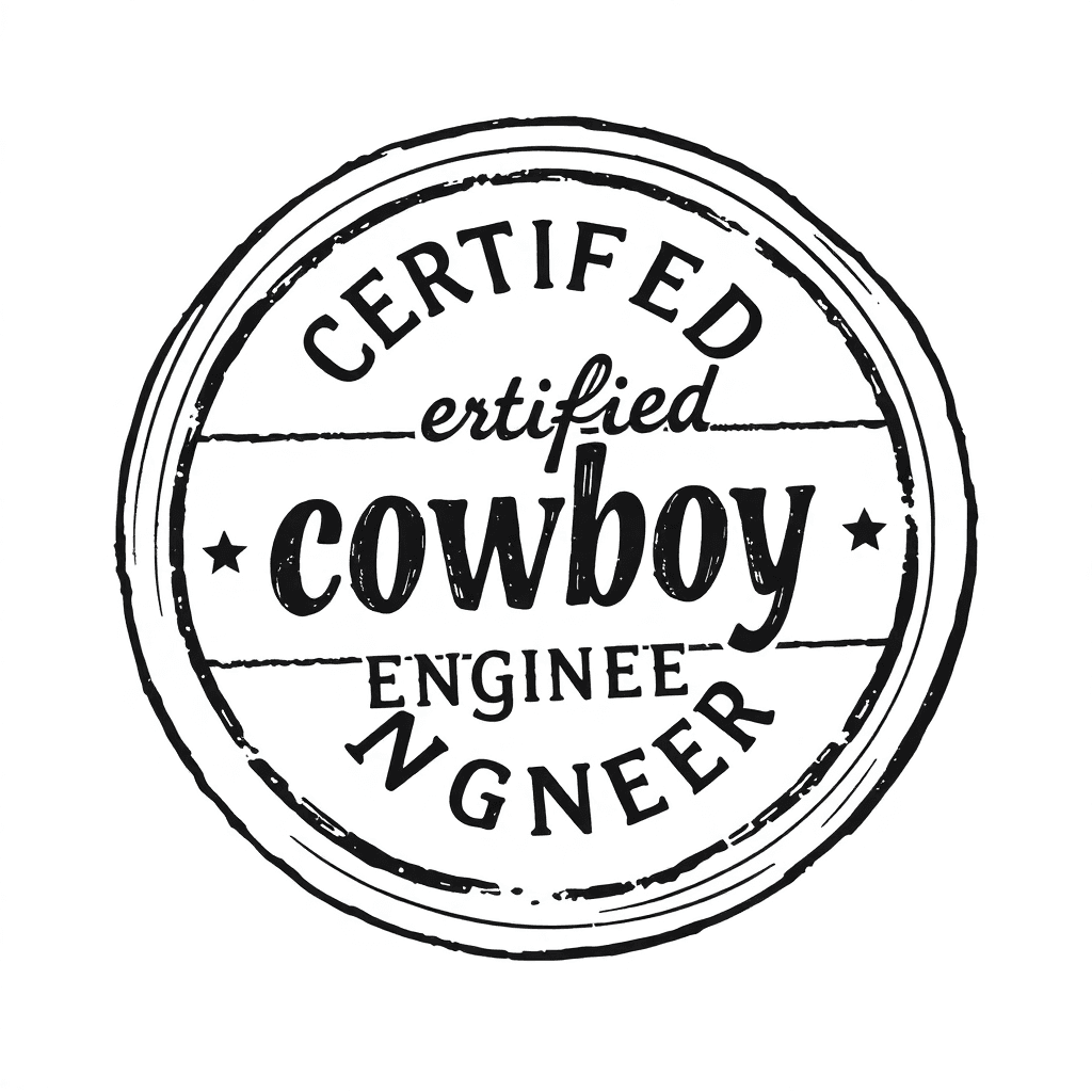 Engineering Stamp Saying "certified Cowboy Engineer"