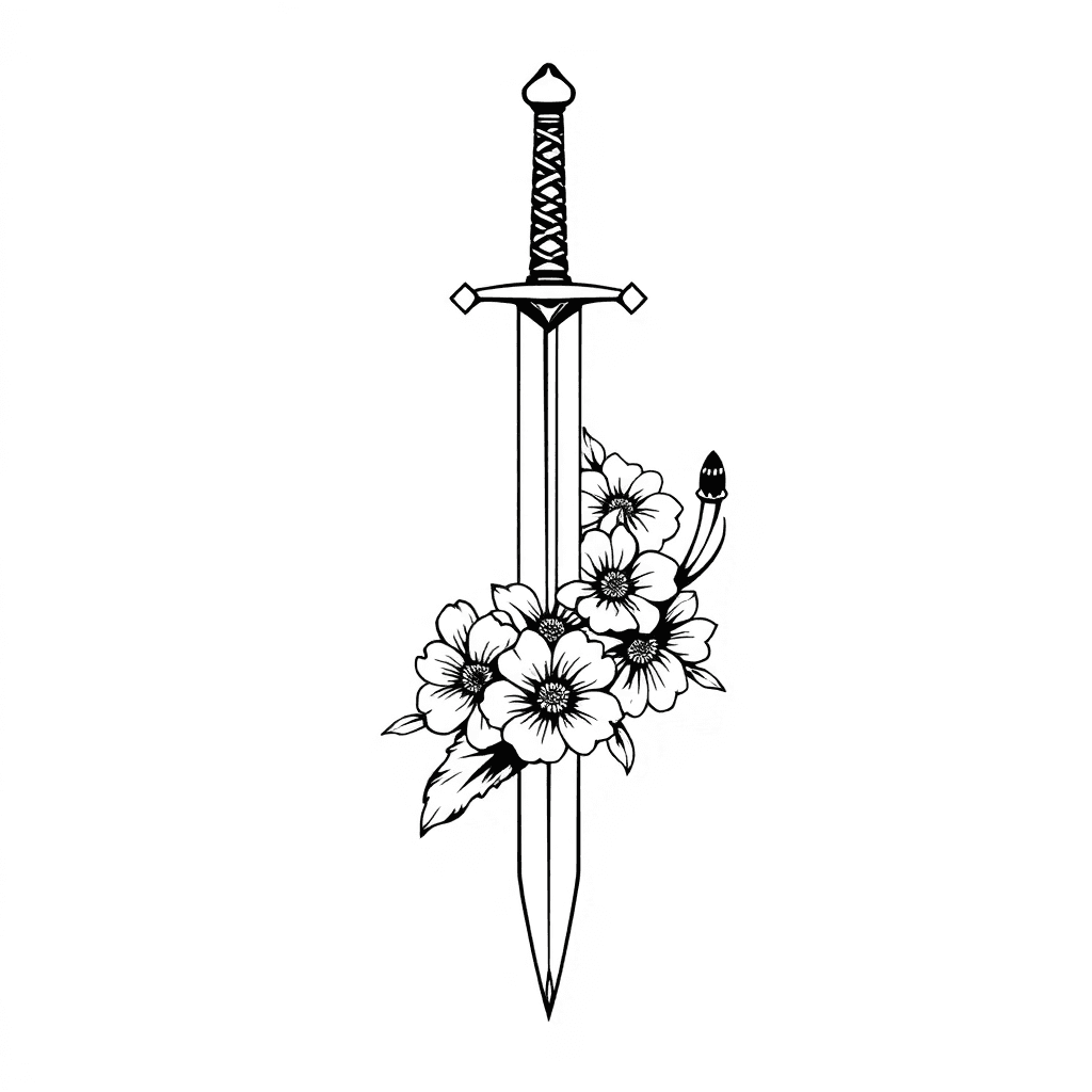 Sword With Flowers Spine