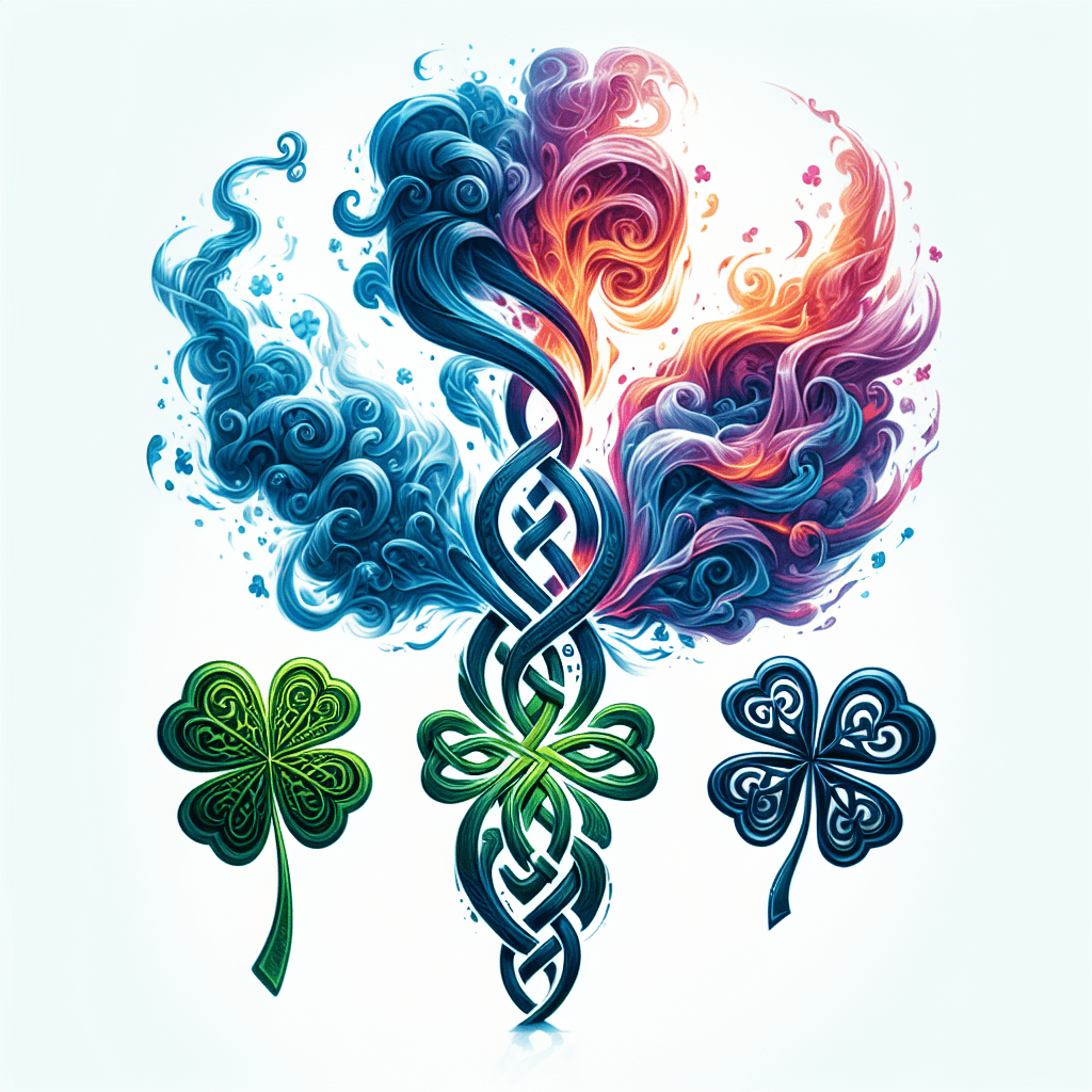 Forearm Tattoo Of Smoke Turning Into Celtic Knot Turning Into Shamrock