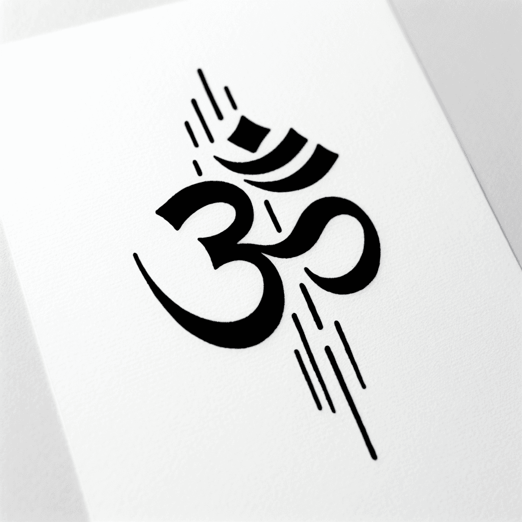 Single line "OM breathe symbol" Tattoo Design