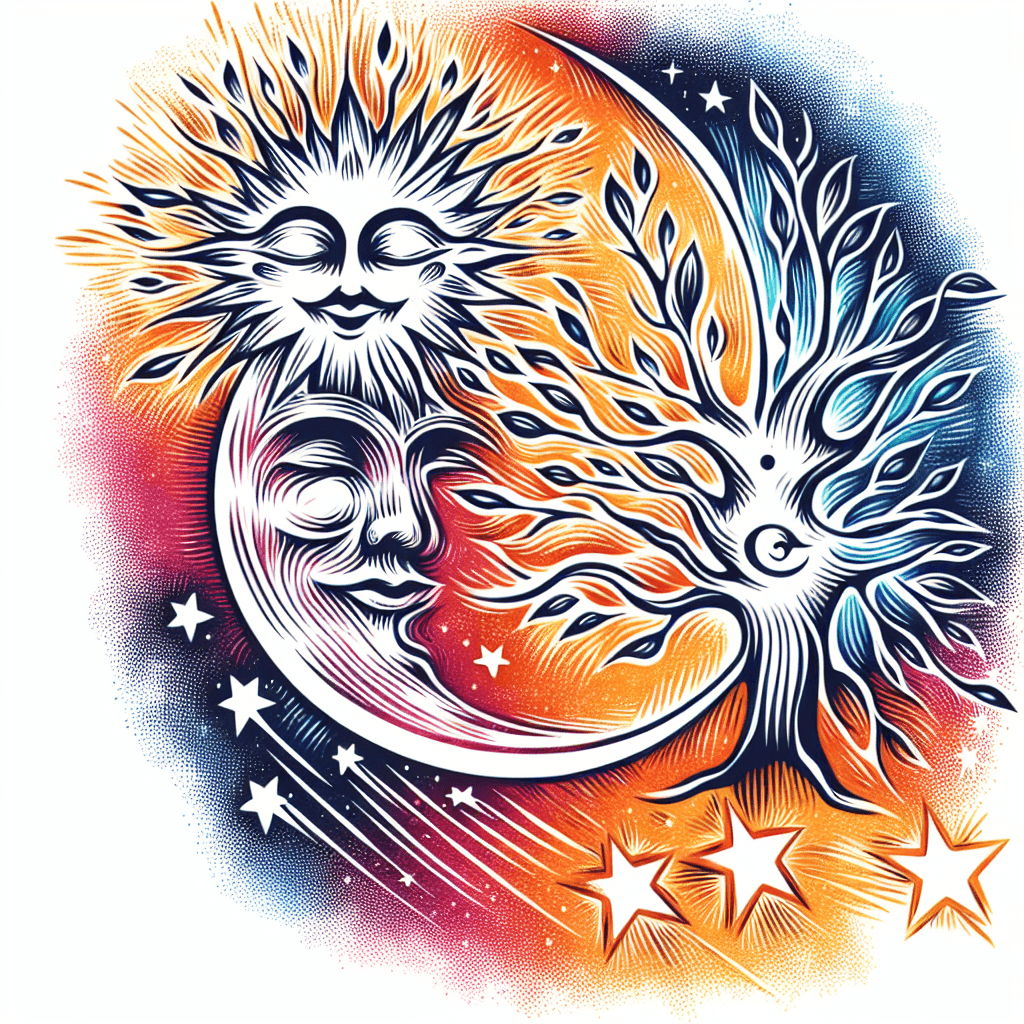 Large Tree Of Life In Background, One Half Moon Merged Nose, Eyes, Mouth Similar To Jack The Knife; Three Shooting Stars Behind The Scene Depicting My Wife, Son And Daughter; Feeling Of Love