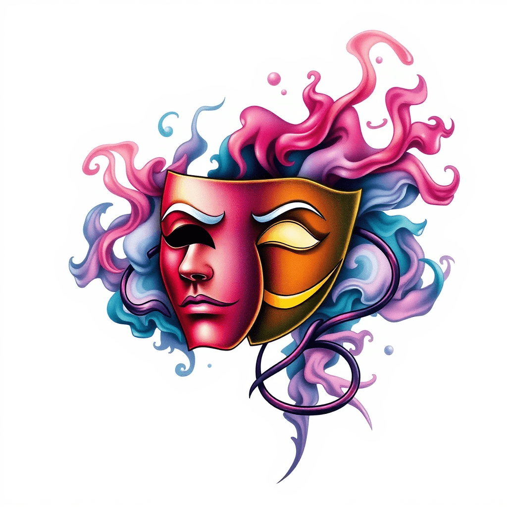 Theater Mask By Rising Smoke Forming The Design