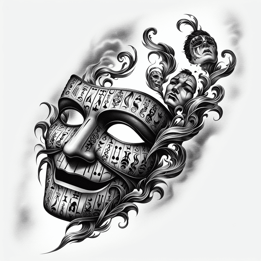Theater Mask Made From Smoke With Peter Pan Characters