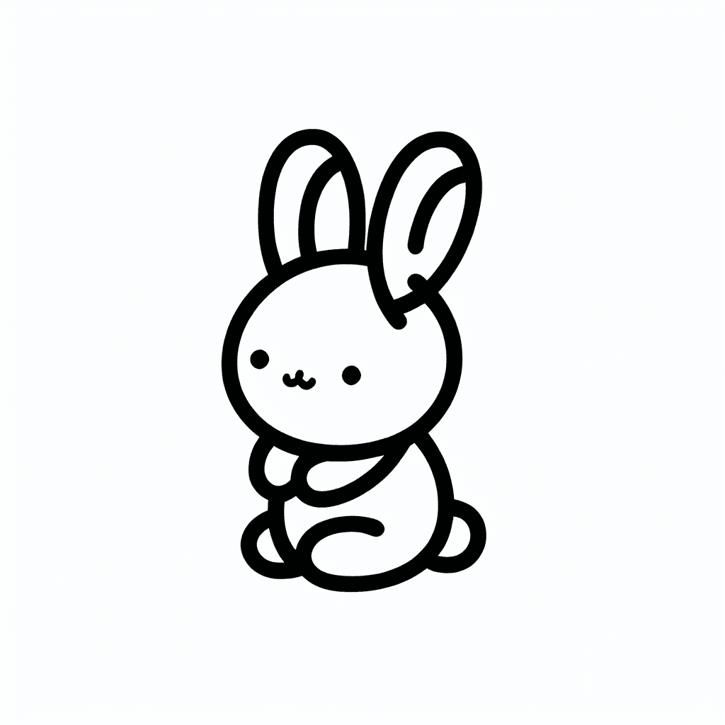 Sanrio Art Style Kawaii Plush Bunny Icon Lineart