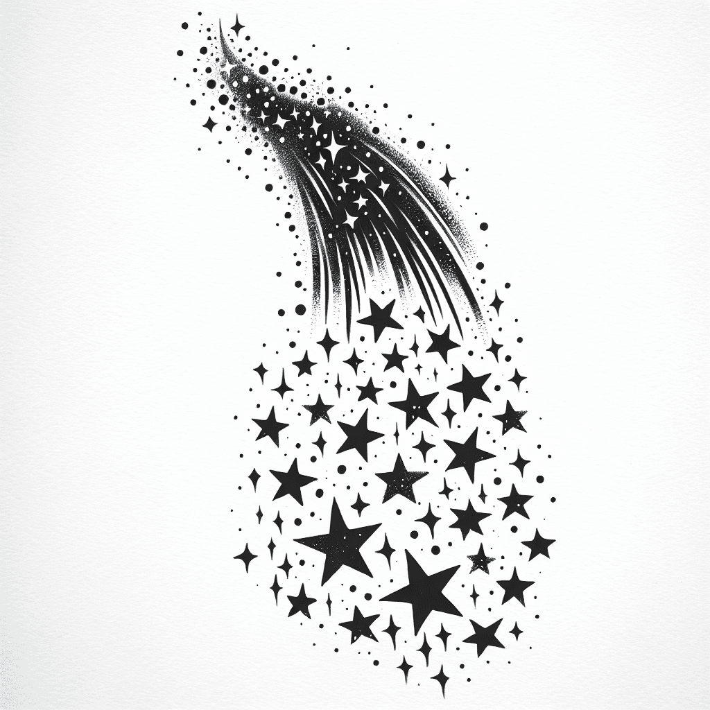 Cascade Of Stars: A Tattoo Depicting A Stream Of Stars Falling Into Infinity With An Illusion Of Movement.