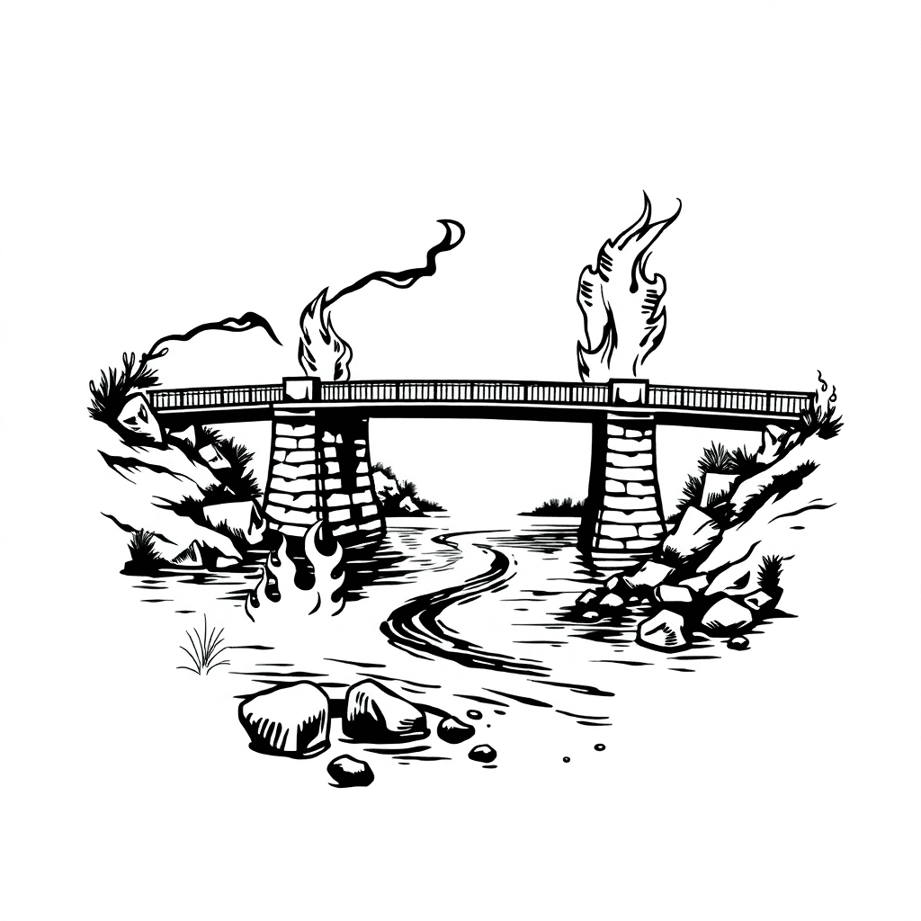 Bridge Over A River That Is On Fire