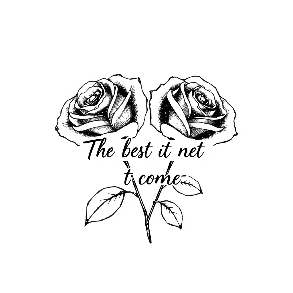 2 Roses Including The Words The Best Is Yet To Come Through The Middle Of Them