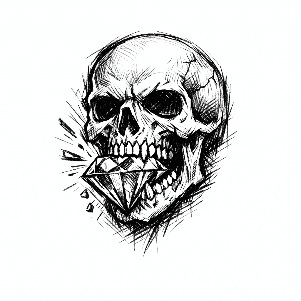 Skull Biting A Diamond