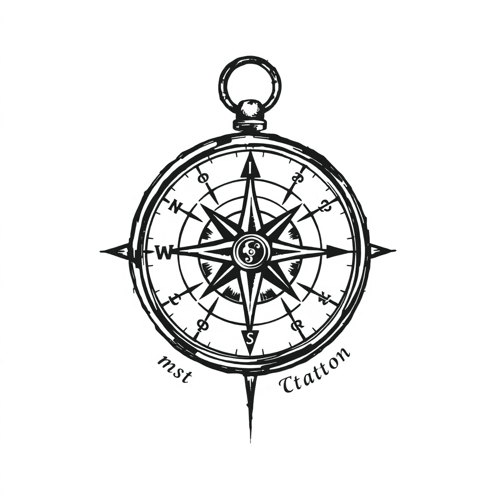 Realistic Compass With Text Around It