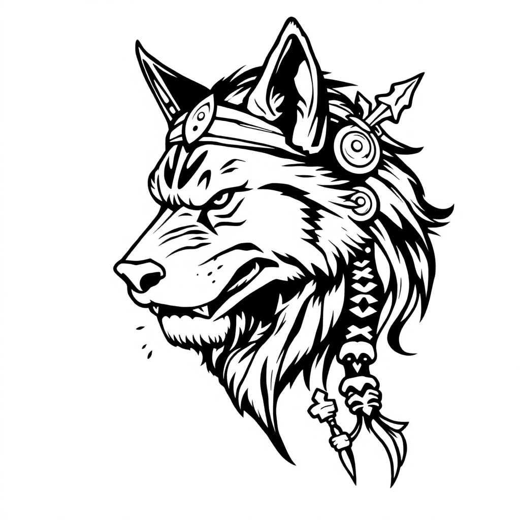 Lobo Con Un Vikingo Y Runas