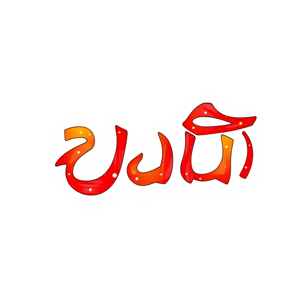 Write This Word In Stylish Calligraphy "तथाता" In Vibrant Red And Golden Colour