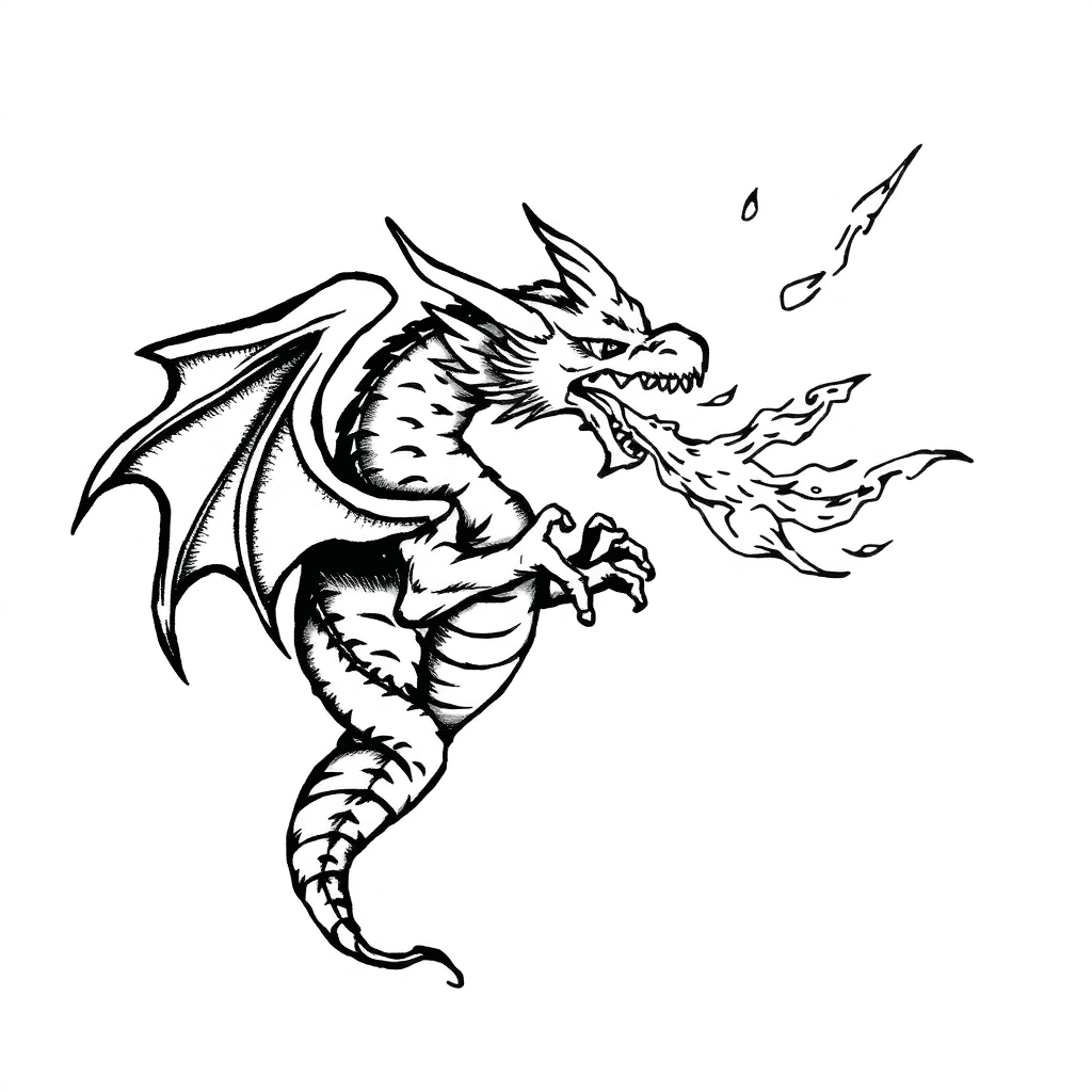 A Flaming Dragon Spitting Crystalized Flames