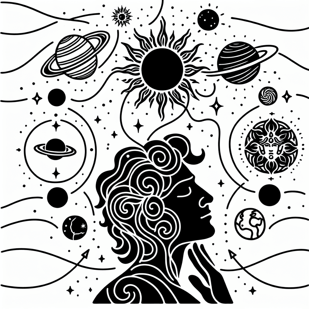 Vishnu Dreaming Universe Creation; Above: Planets, Stars, Kundalini Chakras, Human Evolution To Modernity. Symbolizes Universe As Divine Dream. Interconnected Elements