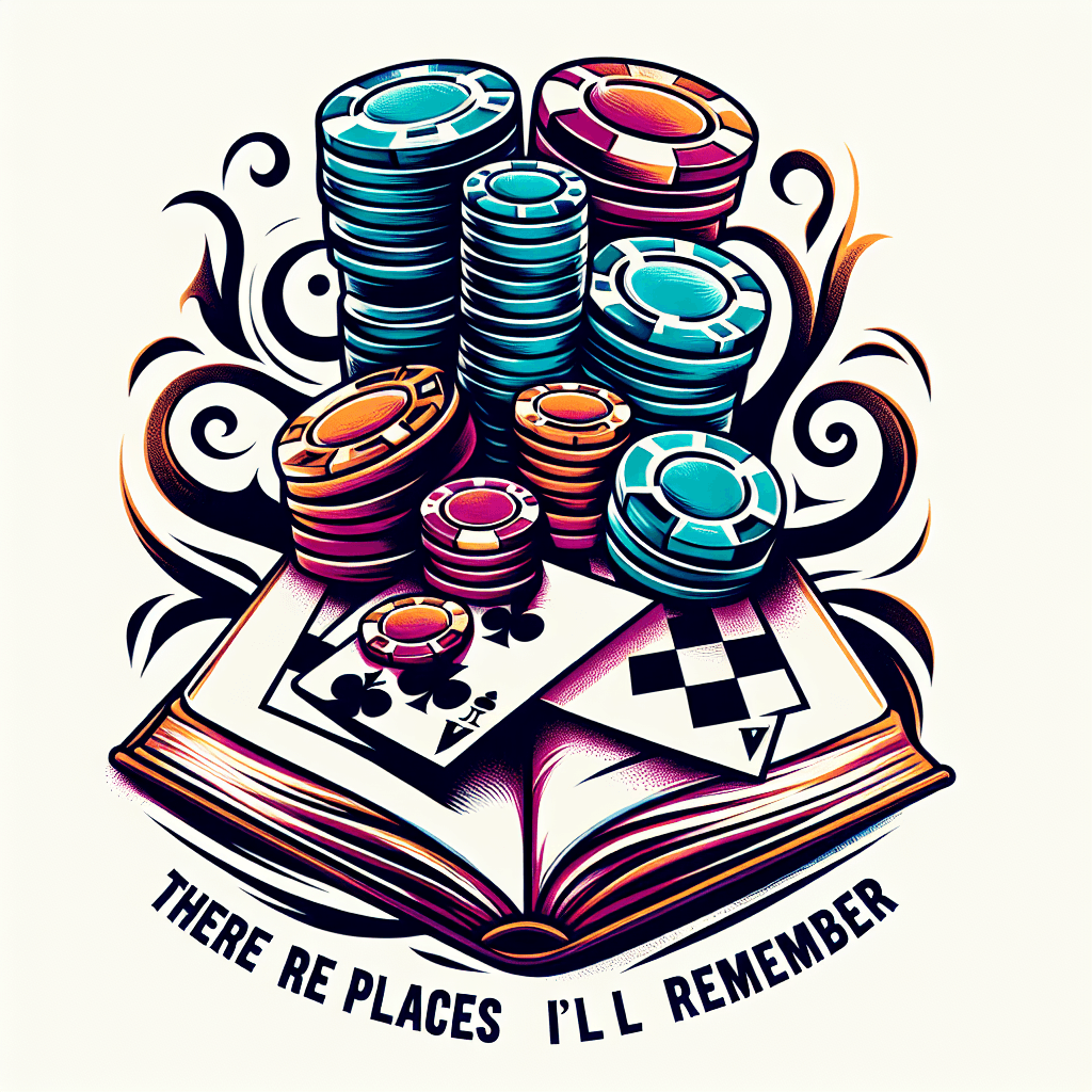 Poker Chips And Chess Pieces Swirling Up From Open Antique Book With The Words “there Are Places I’ll Remember “