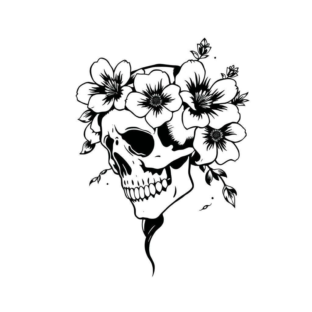 A Skull With Flowers