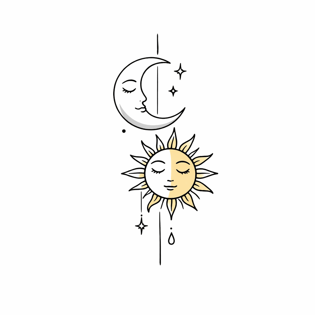 Minimalist "Sun and Moon Duo" Tattoo Design