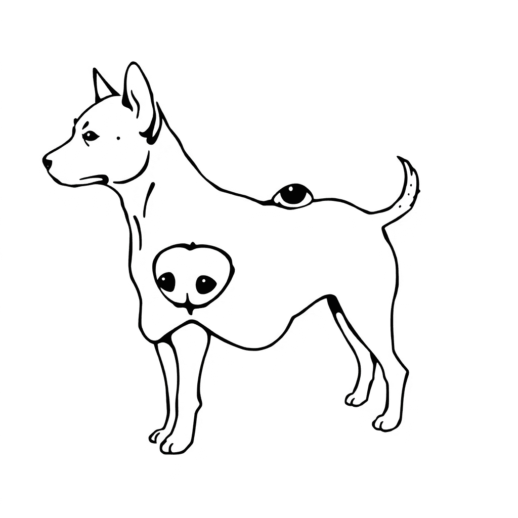 Single line "Outline of a dog" Tattoo Design