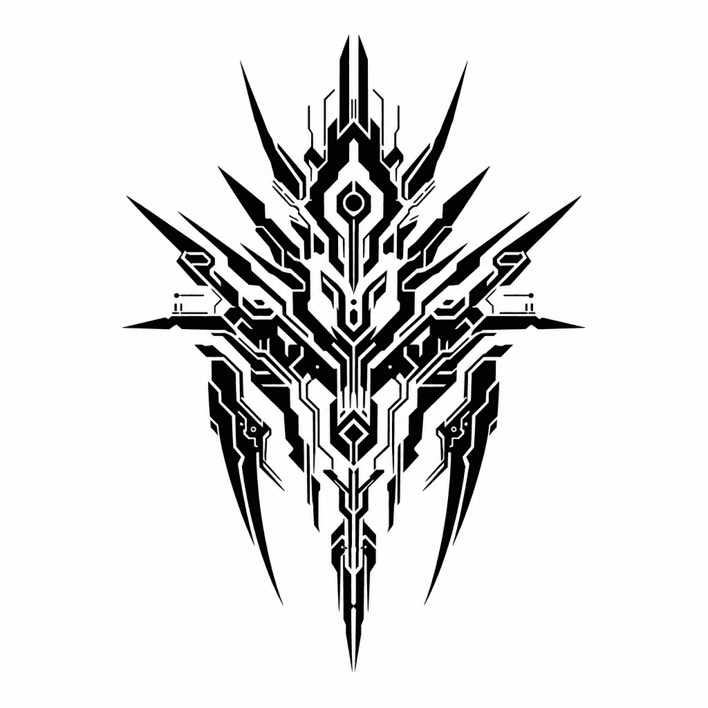 Cybersigilism "dark cyber sigil emblem with sharp negative space" Tattoo Design