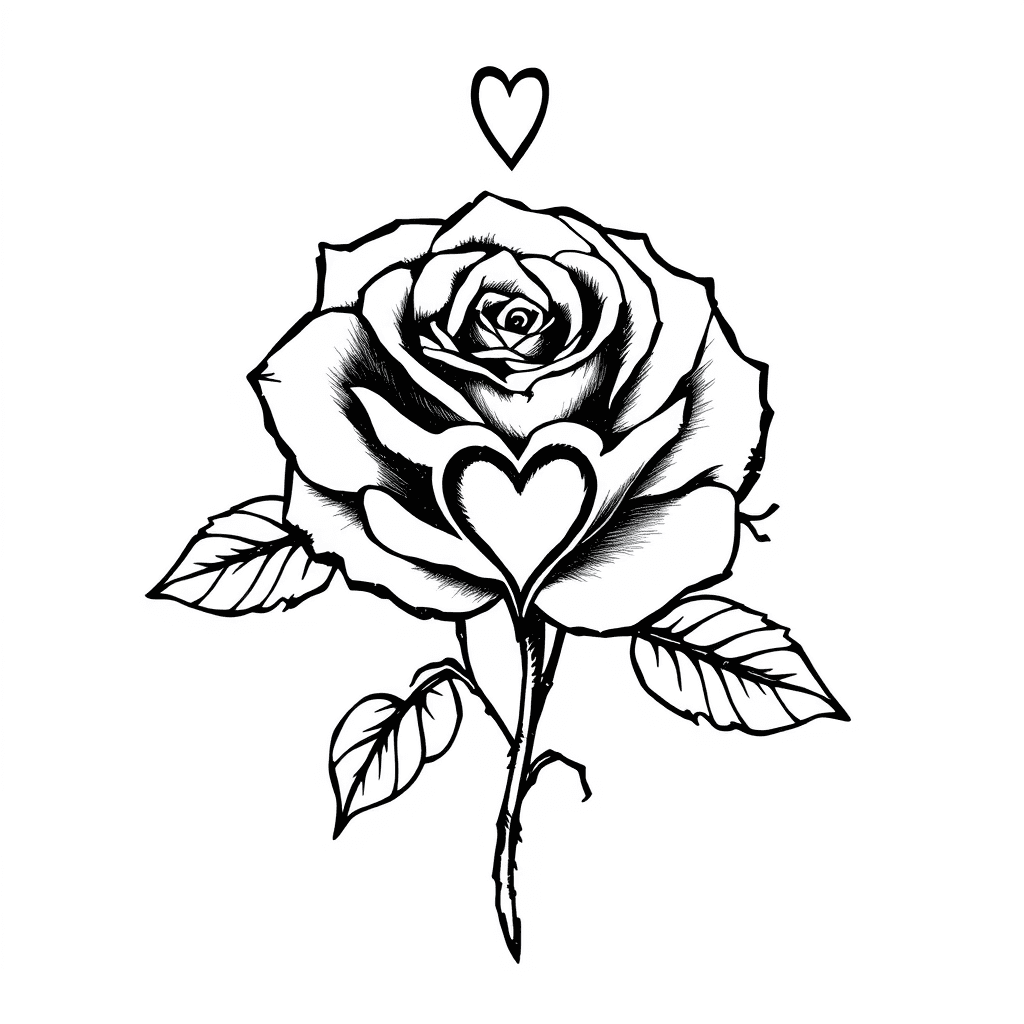 Rose With Heart And Persons Name