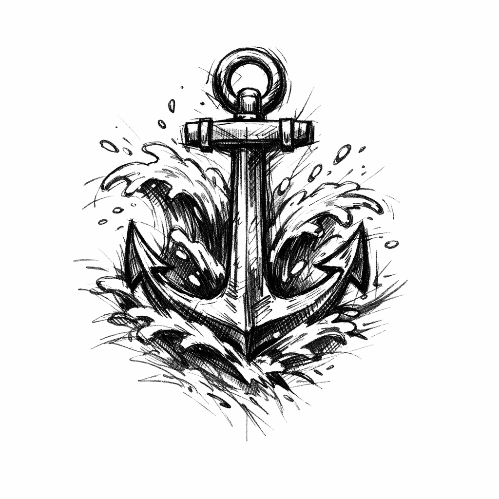 Anchor With Waves Splashing Around It