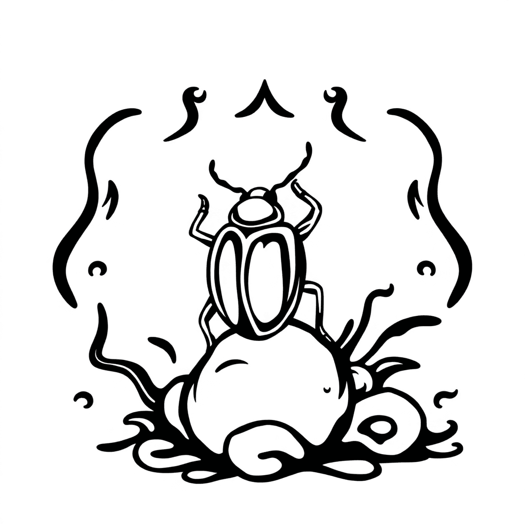 A Dung Beetle Rolling A Ball Of Poop