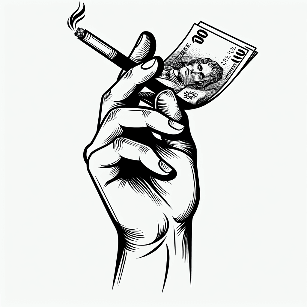 I Want A Tattoo That Contains A Hand And A Cigarette Between The Fingers Made From A Rolled Banknote