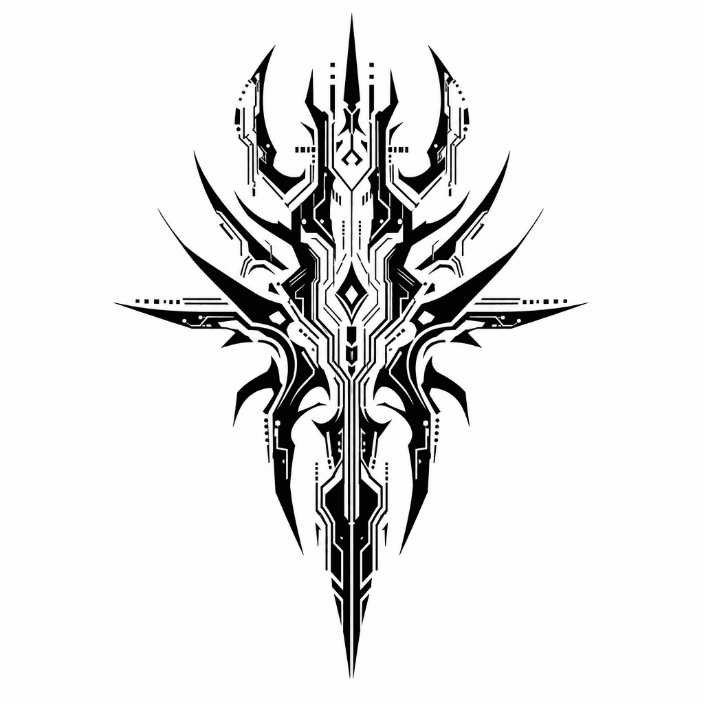 Futuristic Tribal Sigil With Alien Linework