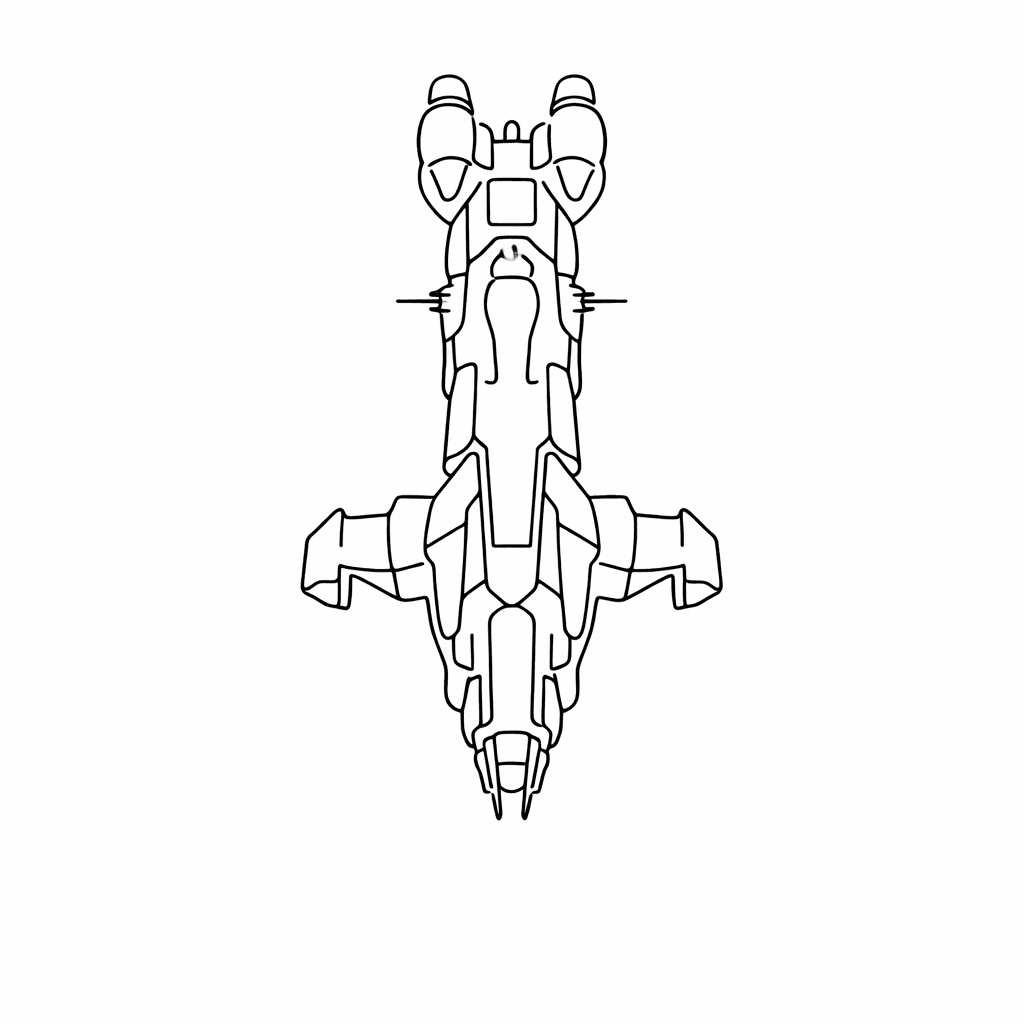 Fine Line Silhouette Of The Nostromo From Alien 1979