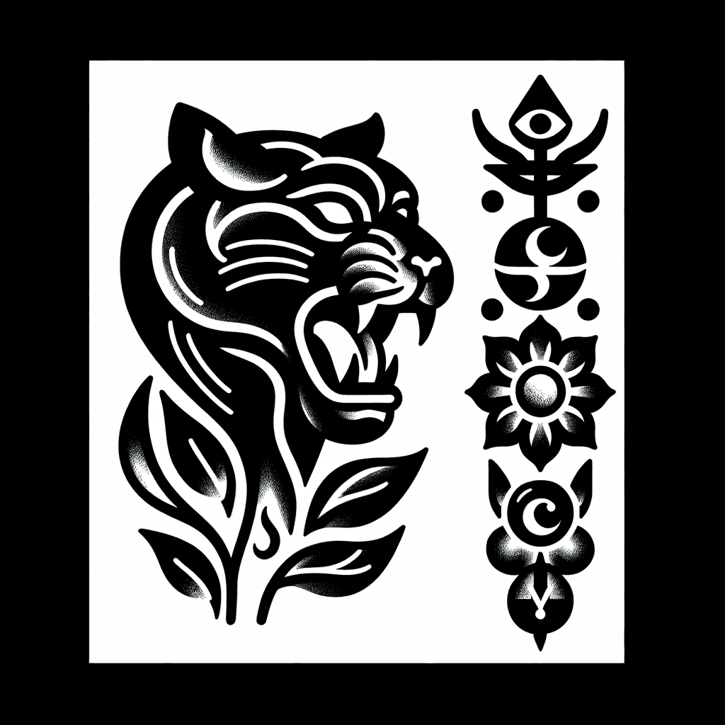 Traditional "A panther head" Tattoo Design