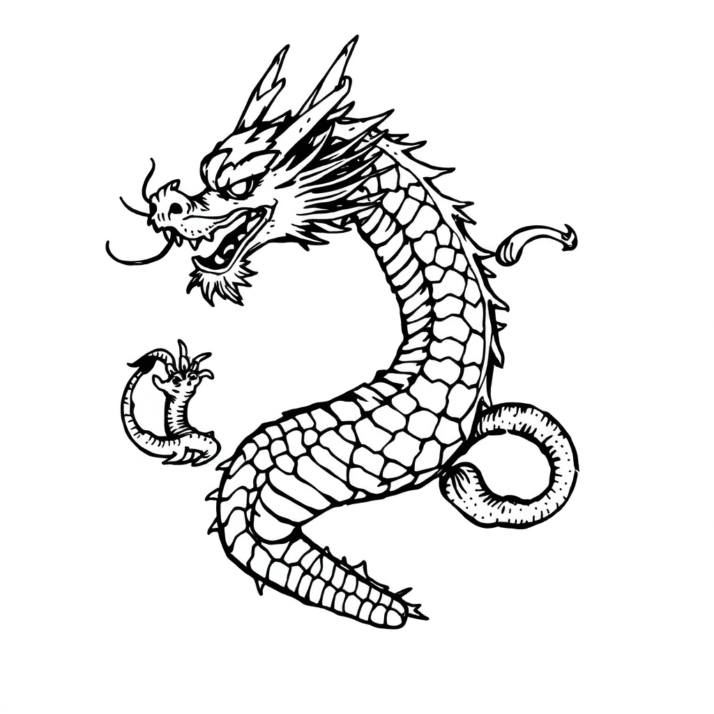 Japanese Dragon With Snakes
