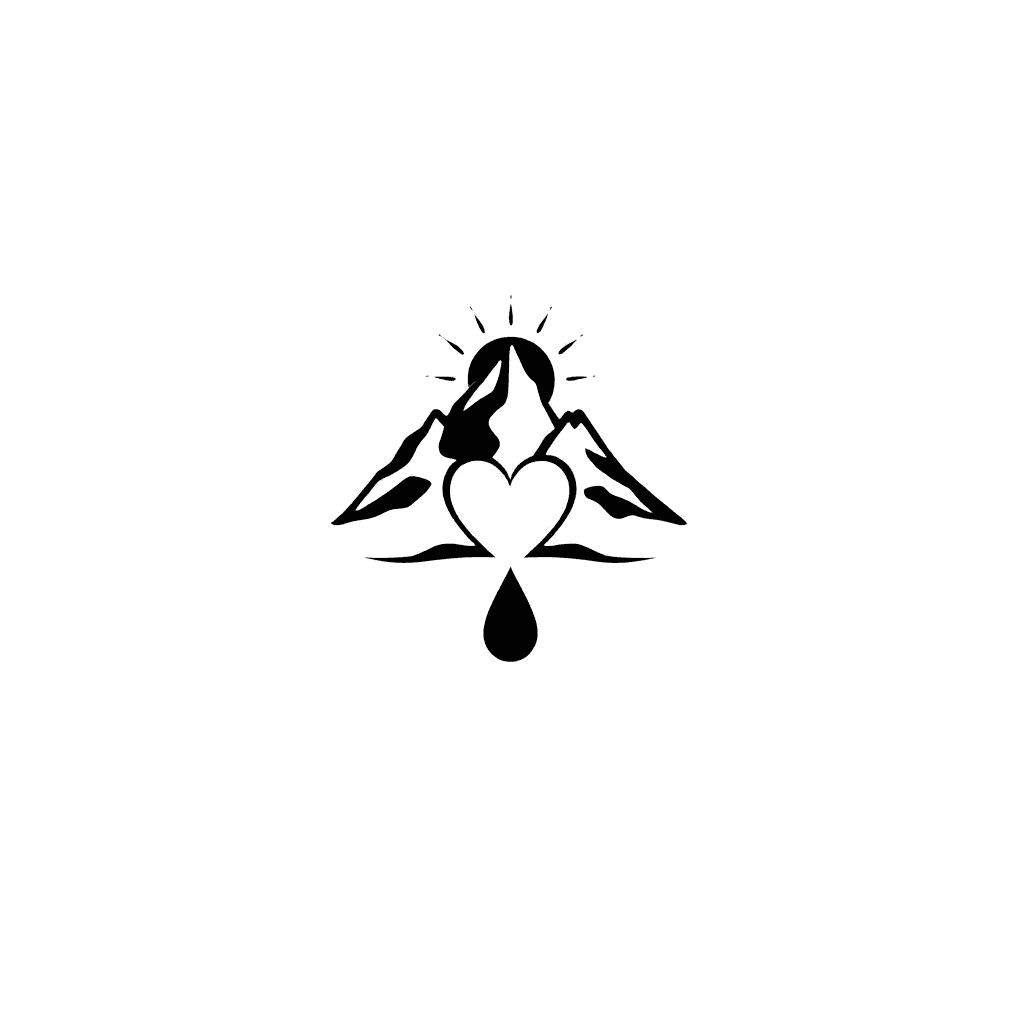 Mountain Peak, Heart Outline, Teardrop, Sun With Rays