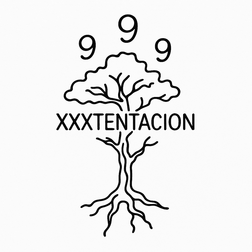 Xxxtentacion Tree With 3 9,s Floating Around On Top Forearm Tattoo Black Ink