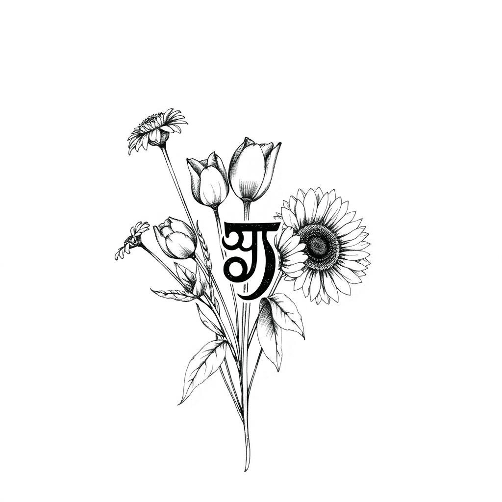 A Sleeve Of Bushes That Start With Dalias Flower, Then Transition To Tulips And Finally To Sunflowers. In The Middle Of The Bushses Put A Rune