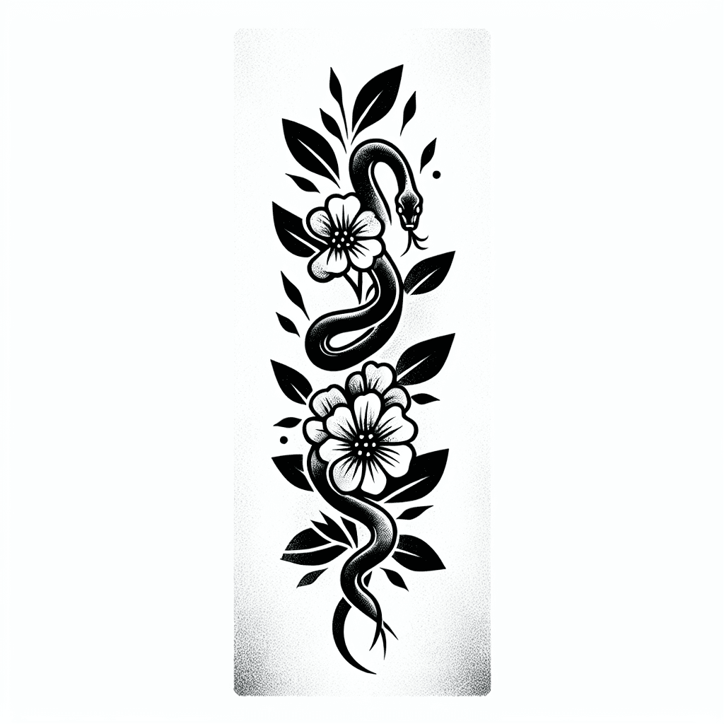 Small Snake Wrapping Flowers