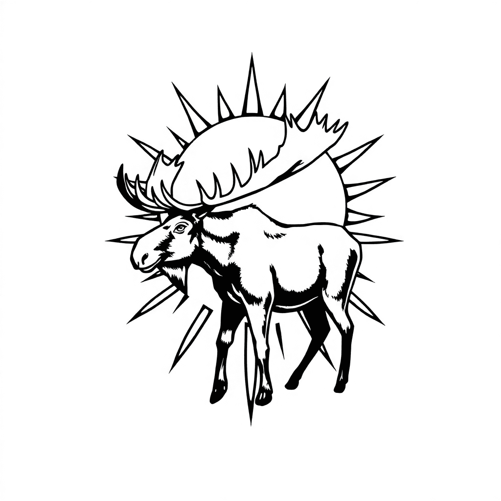 A Sun Tattoo Coverup With A Moose